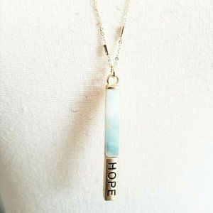Riah Fashion Hope Stamped Stone Bar Necklace